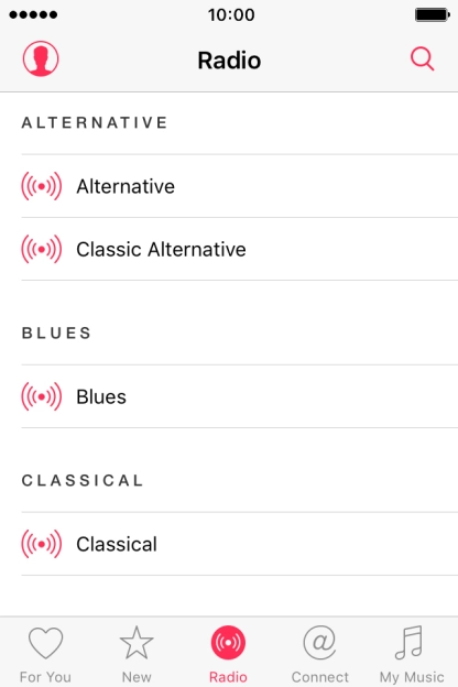 Press the required radio channel to start playback of other streaming radio channels.