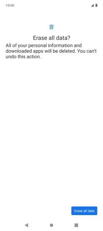 Press Erase all data. Wait a moment while the factory default settings are restored. Follow the instructions on the screen to set up your phone and prepare it for use.