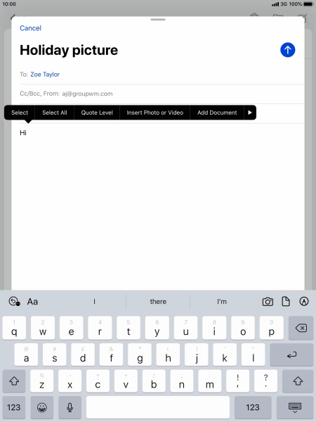 Press Insert Photo or Video and follow the instructions on the screen to attach a picture or a video clip.