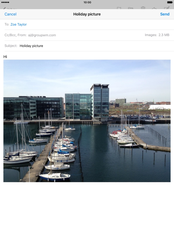 Press Send when you've finished your email message.