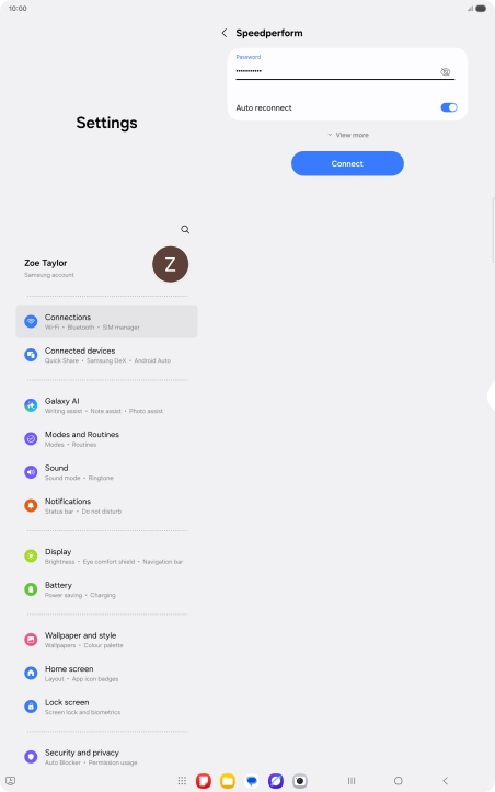 Key in the password for the Wi-Fi network and press Connect.