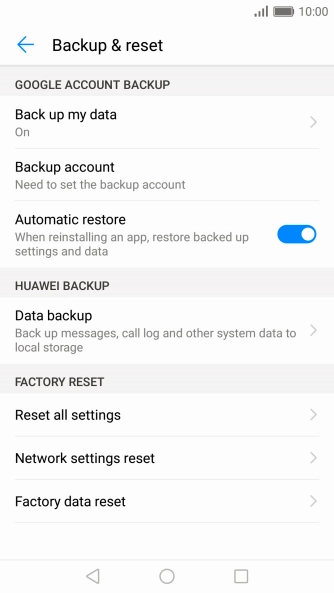 Press Factory data reset.
