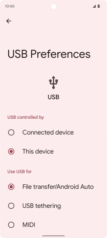 Press File transfer/Android Auto.