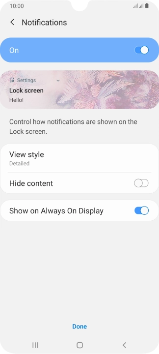 Press the indicators next to the required settings.
