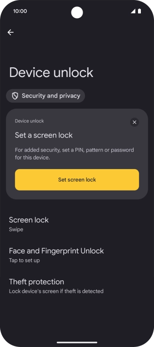 Press Face and Fingerprint Unlock.