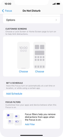 Press Add Schedule and follow the instructions on the screen to select settings for automatic activation of Do Not Disturb.