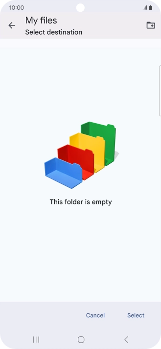 To create a new folder, press the new folder icon and follow the instructions on the screen to create a new folder.