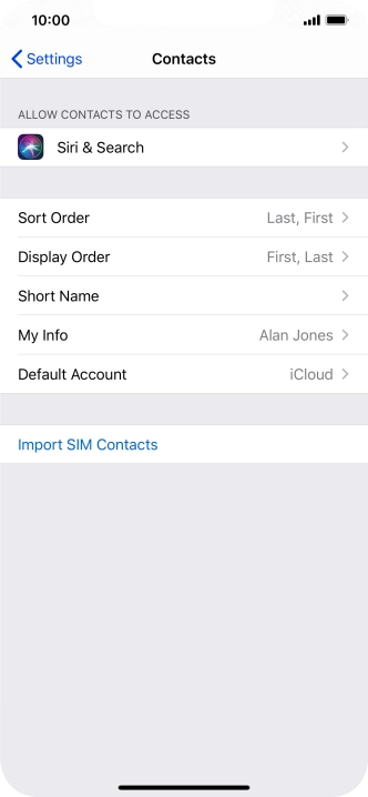 Press Import SIM Contacts.