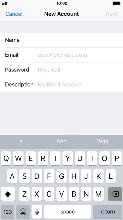 Press Email and key in your email address.
