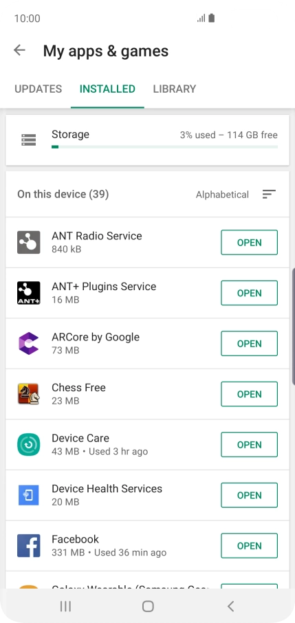 Press the required app.