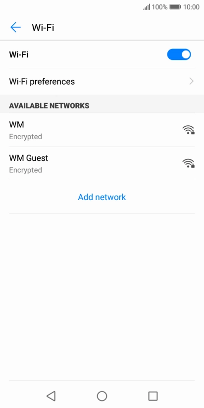 Press the required Wi-Fi network.