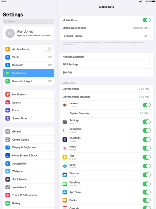 Press Mobile Data Options.