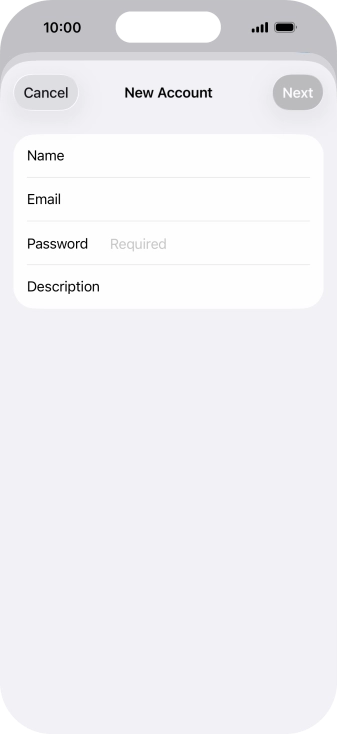 Press Password and key in the password for your email account.
