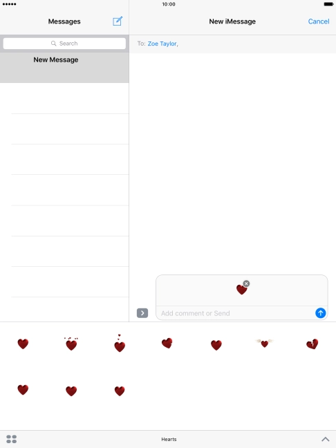 Press the send icon when you've finished your iMessage.