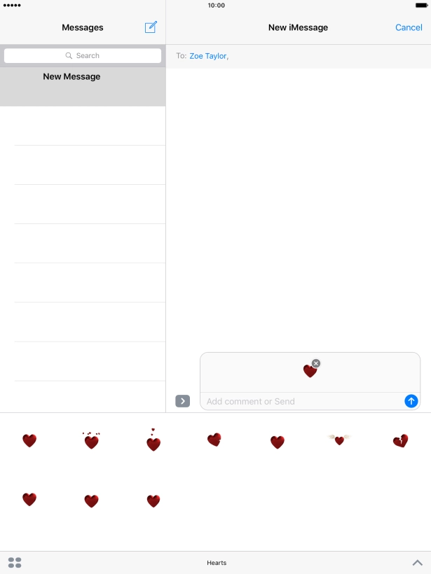 Press the send icon when you've finished your iMessage.