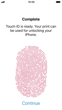 Press Continue. If you haven't previously selected a phone lock code, key in a code of your own choice twice.