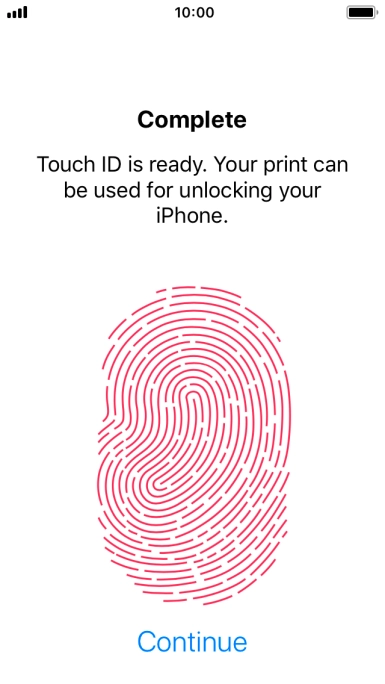 Press Continue. If you haven't previously selected a phone lock code, key in a code of your own choice twice.