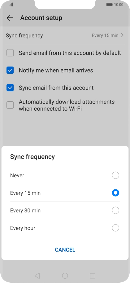 Press the required setting.