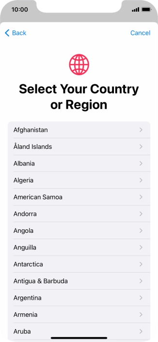 Press the required country.