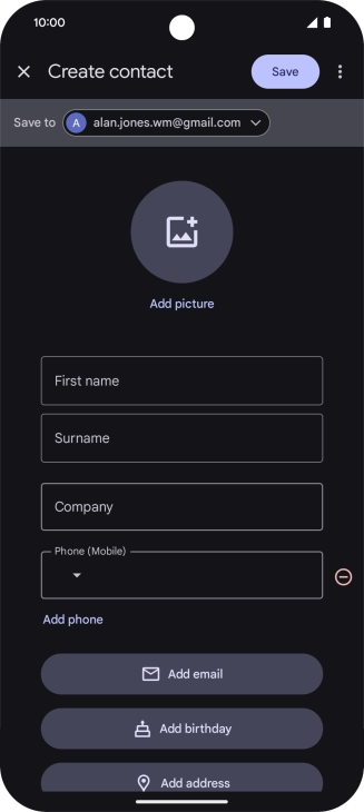 Press the address book drop down list.
