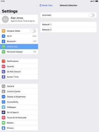 If you turn off the function, press the required network.