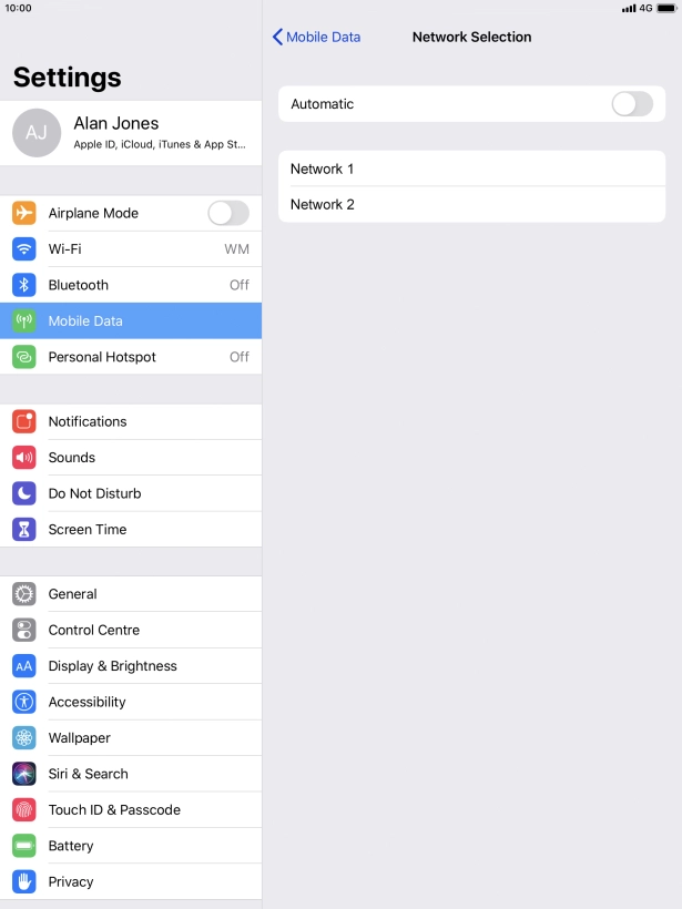 If you turn off the function, press the required network.