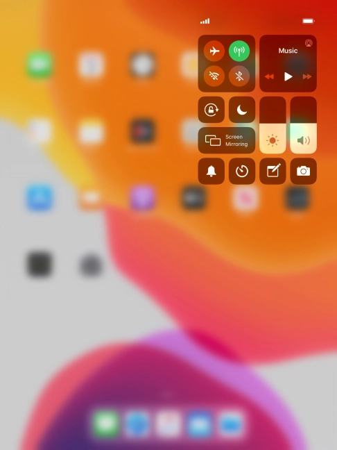 Press the required function to open an application or turn the function on or off.