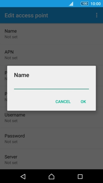 Key in Vodafone Internet and press OK.