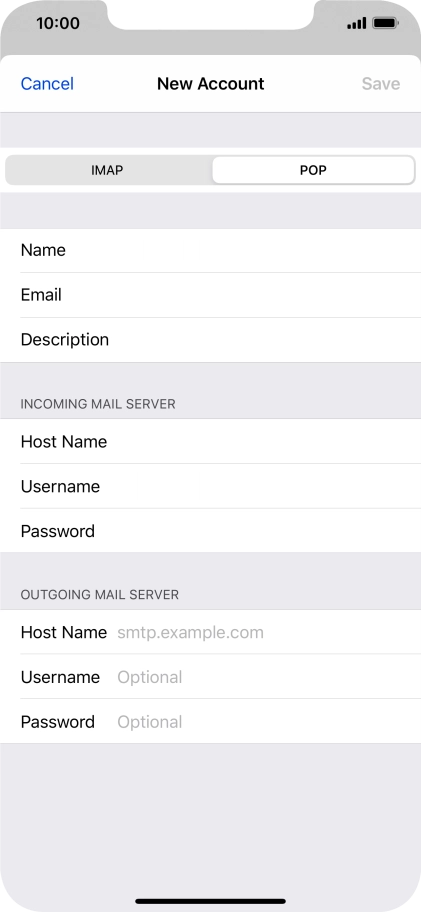 Press Host Name and key in the name of your email provider's outgoing server. Please note that if you can't send email messages when using your email provider's outgoing server, key in smtp.vodafone.net.au (Vodafone's outgoing server).
