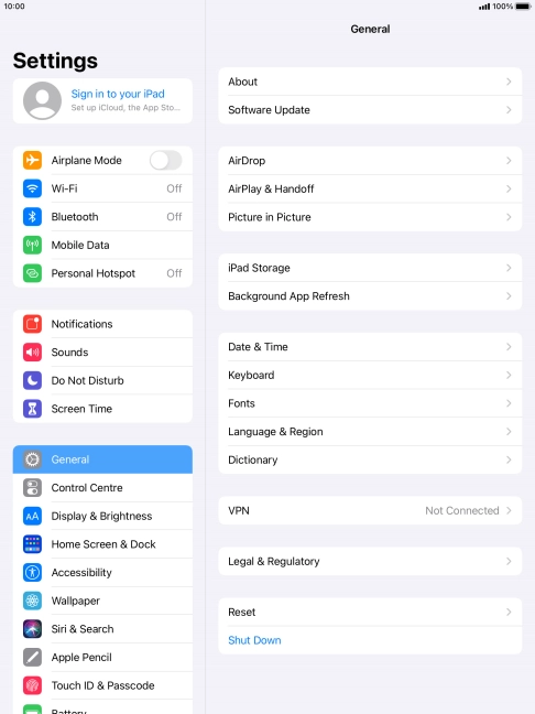 Press Sign in to your iPad.