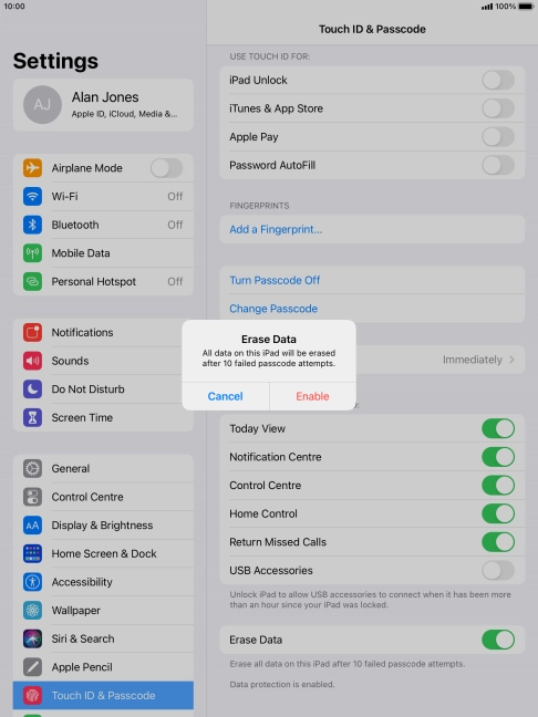 If you turn on the function, press Enable.