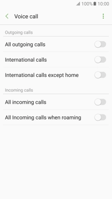 Press the indicator next to the required barring type.