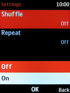 Select the required setting.