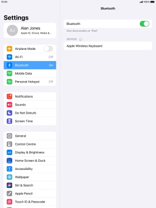 Press the required Bluetooth device and follow the instructions on the screen to pair the device with your tablet.