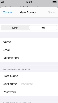Press Username and key in the username for your email account.