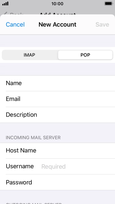 Press Username and key in the username for your email account.