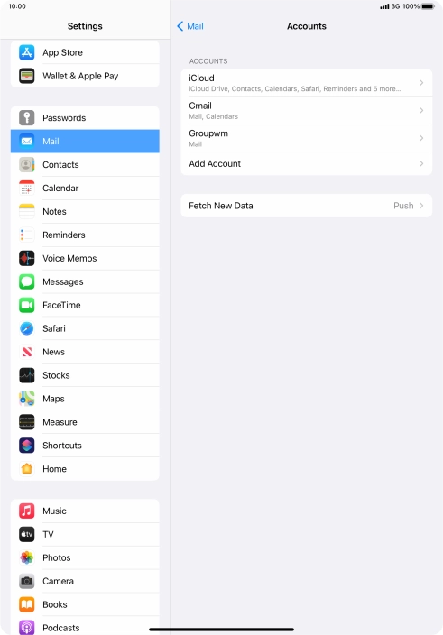 Press the required account.
