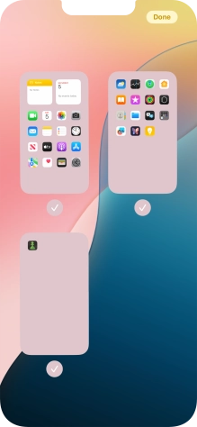 Press the fields below the required home screen pages to select or deselect them.