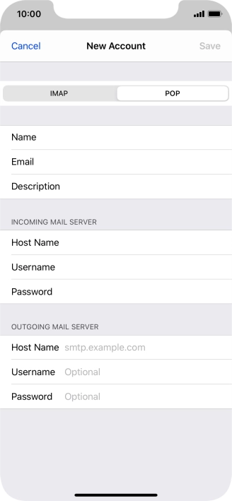 Press Host Name and key in the name or IP address of your email provider's outgoing server. Please note that if you can't send email messages when using your email provider's outgoing server, key in smtp.vodafone.net.au (Vodafone's outgoing server).
