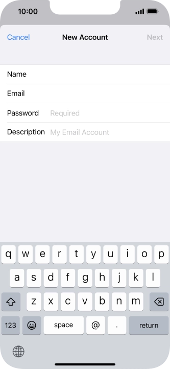 Press Password and key in the password for your email account.