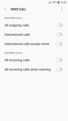 Press the indicator next to the required barring type.