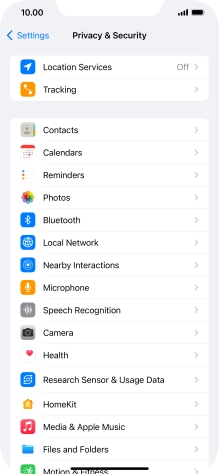 Press Location Services.