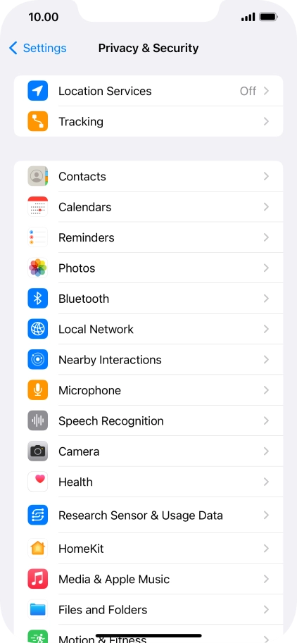 Press Location Services.