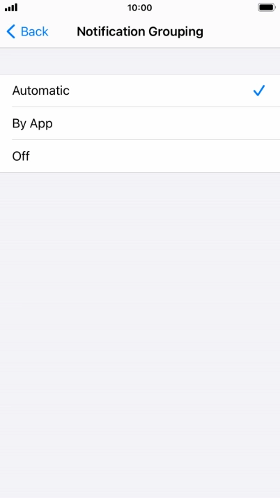 Press the required setting.