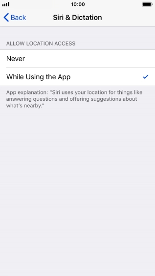 Press the required setting to turn the function on or off.