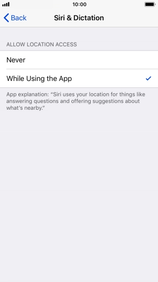 Press the required setting to turn the function on or off.