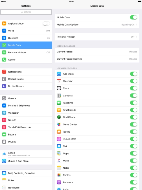 Press Mobile Data Options.