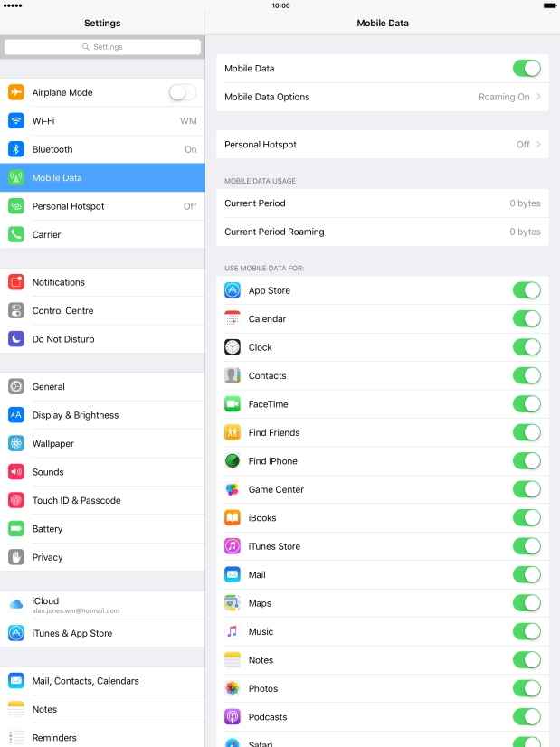 Press Mobile Data Options.