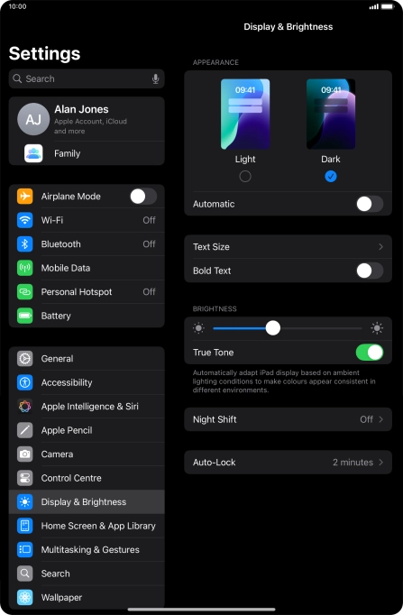 Press the indicator next to 