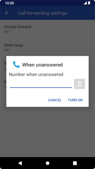 Key in +61414121121 and press TURN ON.